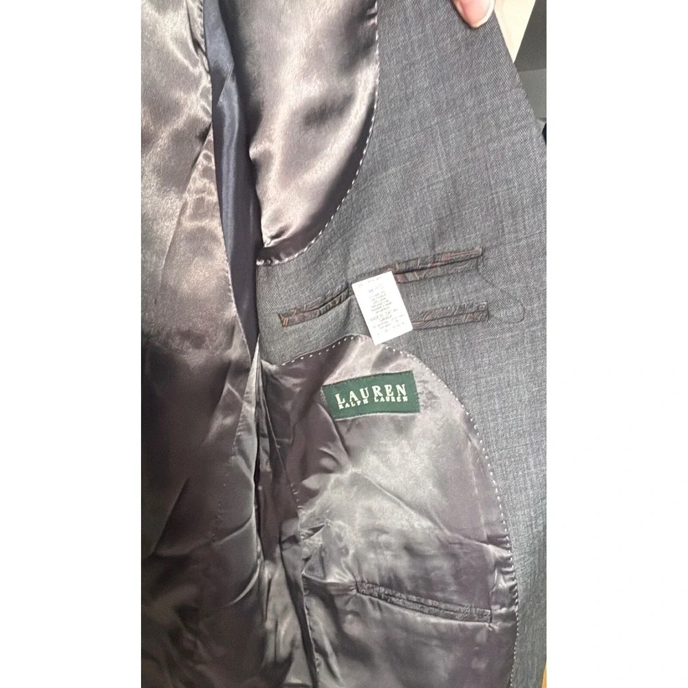 Lauren Gray Textured Suit Jacket Blazer Two Button Lapel Pocket Formal‎